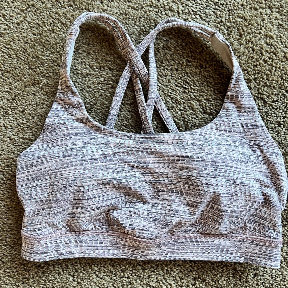 Lululemon Pink and Gray Sports Bra with Racerback Design